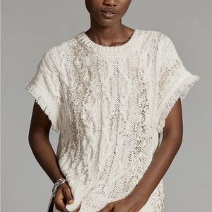 Anthropologie Cream Cable Knit Sweater